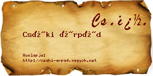 Csáki Árpád névjegykártya